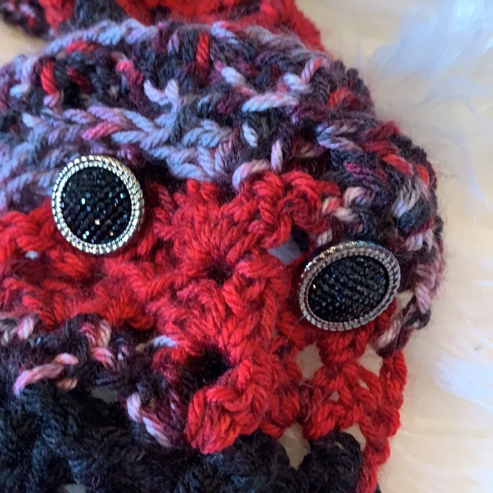 Hand-crocheted multicolor infinity scarf